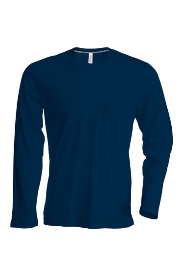 Kariban Mens Slim Fit Long Sleeve Crew Neck T-Shirt - Navy