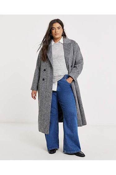 Grey Brushed Faux Wool Midaxi Coat