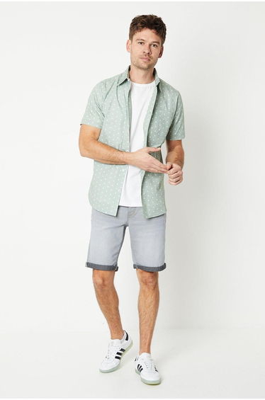 Slim Fit Grey Denim Short