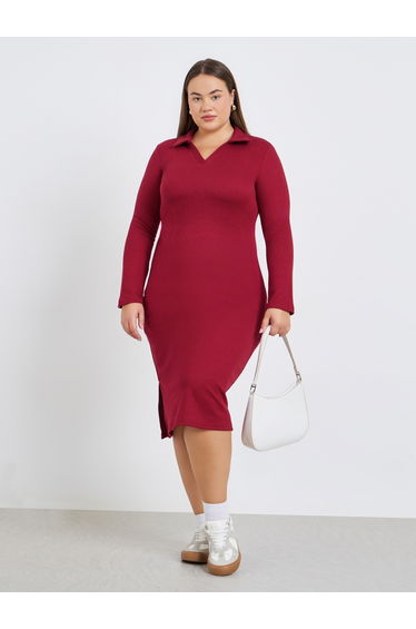 Plus Size Red Polo Midi Sheath Dress