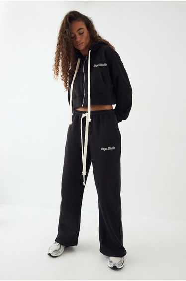 DSGN Studio Contrast Drawcord Straight Leg Jogger - black