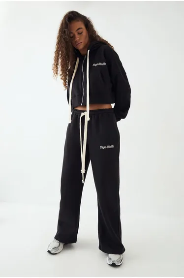 DSGN Studio Contrast Drawcord Straight Leg Jogger - black