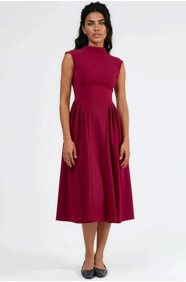 BUSEM Textured Paneled Midi Dress