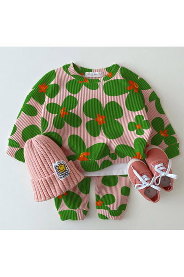 Baby Waffle Flower Pink 2-piece Set