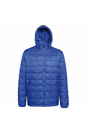 2786 Mens Box Quilt Hooded Zip Up Jacket - Royal