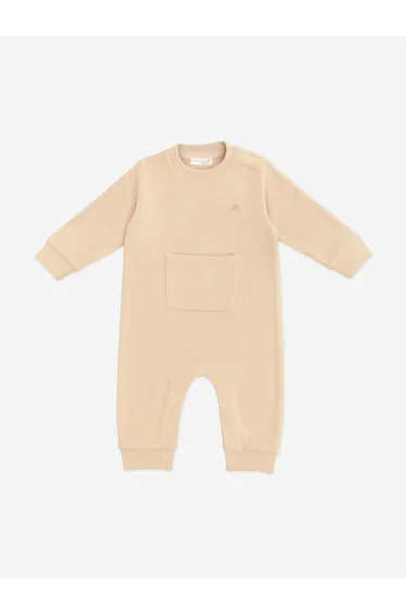 Mininio Baby Cotton Fleece Romper in Beige