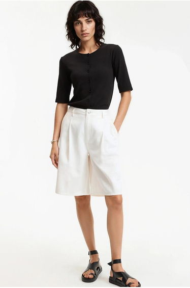 Short Sleeve Button-Down Crew Neck T-Shirt