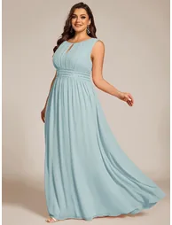 ever KALIA|Simple Sleeveless A-line Chiffon Bridesmaid Dress with Hollow Out Detail - 8