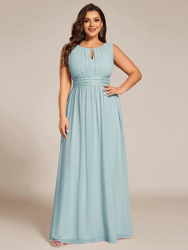 ever KALIA|Simple Sleeveless A-line Chiffon Bridesmaid Dress with Hollow Out Detail - 5