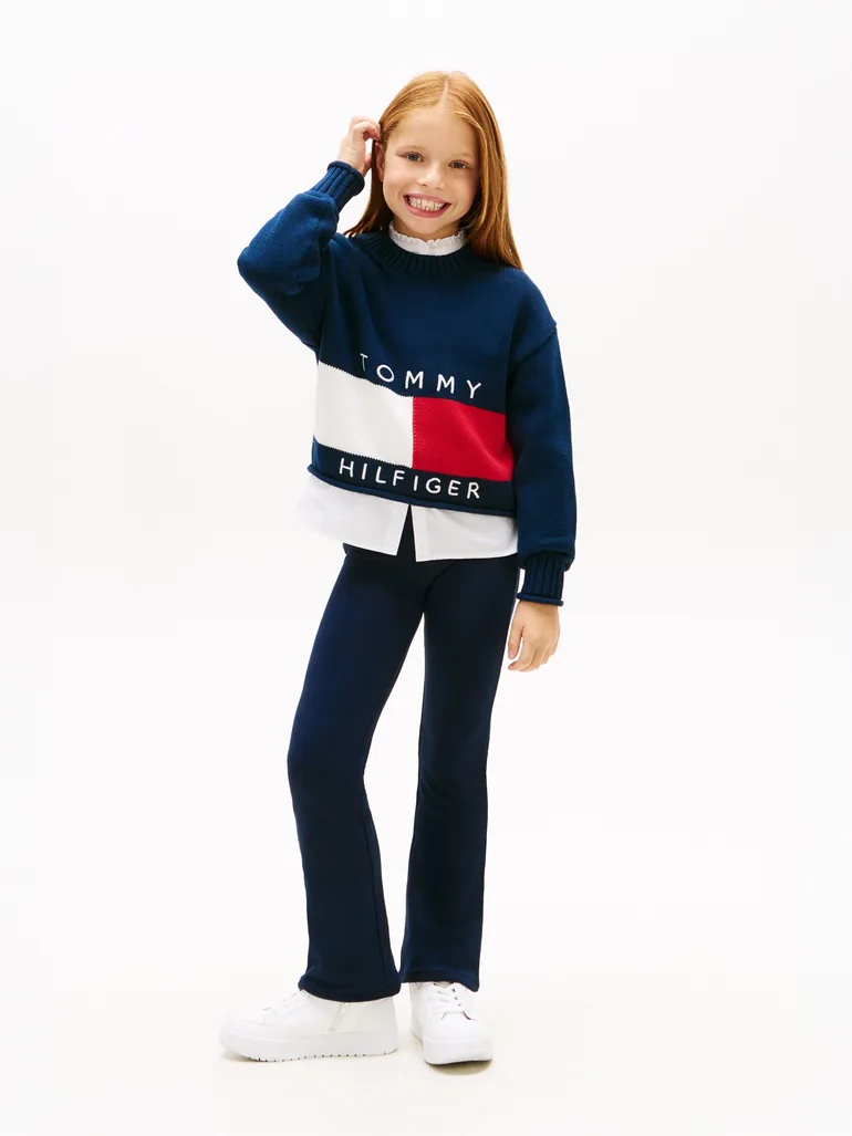 Tommy Hilfiger Girls Tommy Foil Flare Leggings in Navy