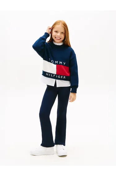 Tommy Hilfiger Girls Tommy Foil Flare Leggings in Navy