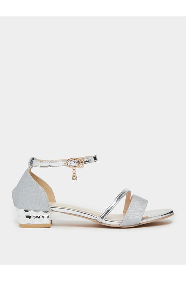 Silver Shimmering Low Heel Sandals