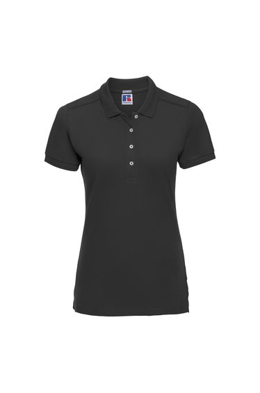 Russell Womens/Ladies Stretch Short Sleeve Polo Shirt - Black