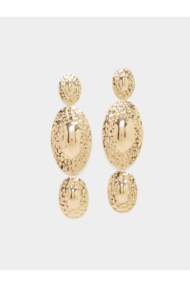 Gold Hammered Drop Earrings
