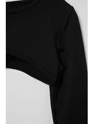 Black Diving/Scuba Fabric Super Crop Bolero - 3