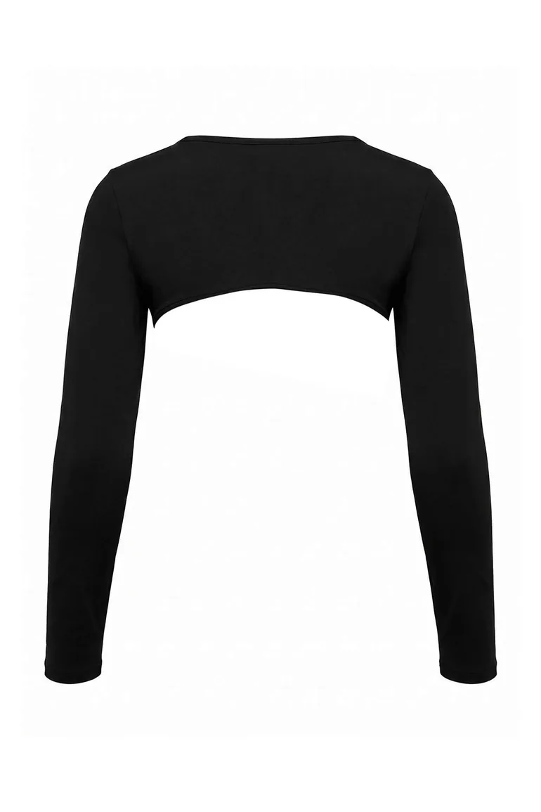 Black Diving/Scuba Fabric Super Crop Bolero - 5
