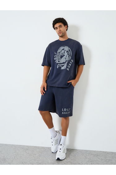 Men Oversized Acid Washed T-Shirt and Shorts Co-Ords