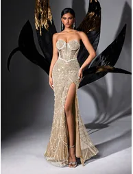 فستان حفلة مزين بالترتر - 4