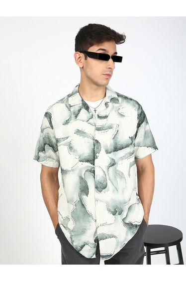 Men Resort Collar Abstract Print Shirt