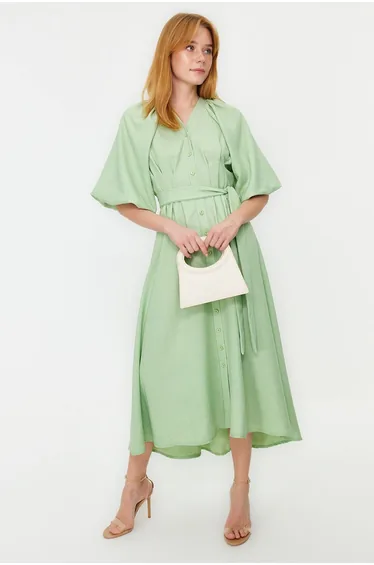 فستان كتان - أخضر