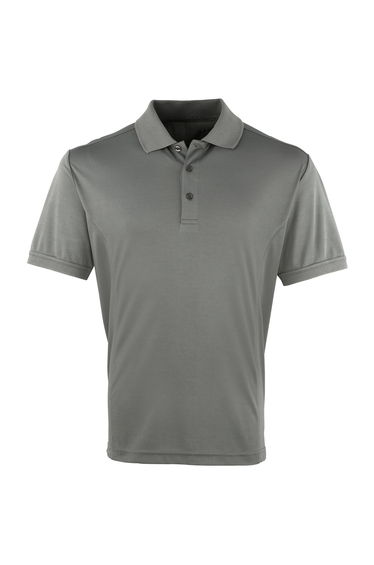 Premier Mens Coolchecker Pique Short Sleeve Polo T-Shirt - Dark Grey