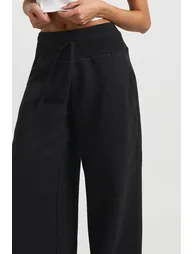 Deep Ribbed Waistband Wide Leg Jogger - black - 3