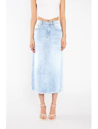 Light Stonewash Straight-Fit Maxi-Skirt - 2