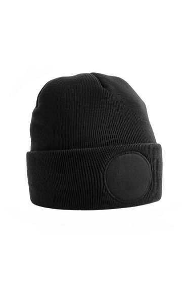 Beechfield Unisex Circular Patch Cuffed Beanie - Black