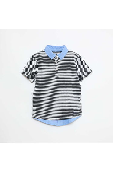 2-in-1 Striped Piqué Cotton Polo Shirt WHITE