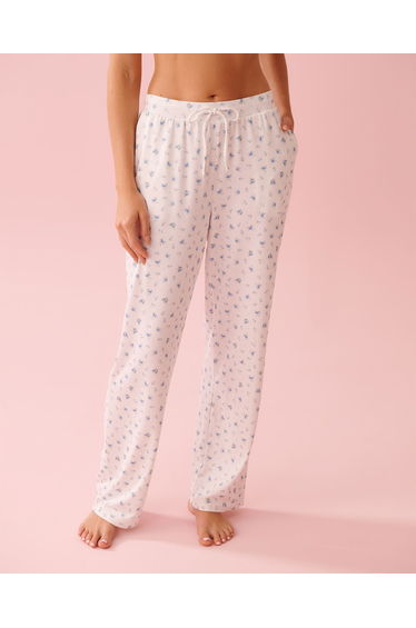 Blue Rose Print Super Soft Pajama Pants