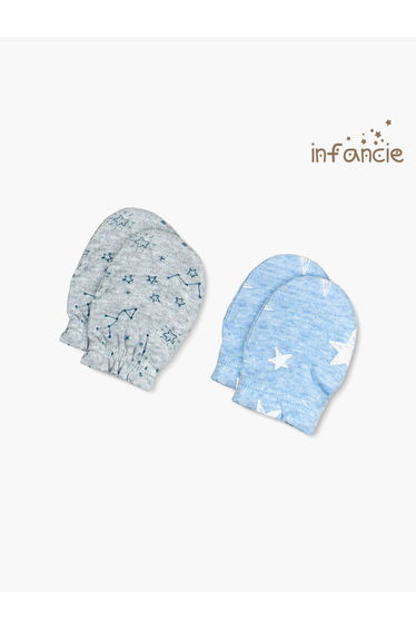 Pack of 2- Star Print Cotton Baby Mittens