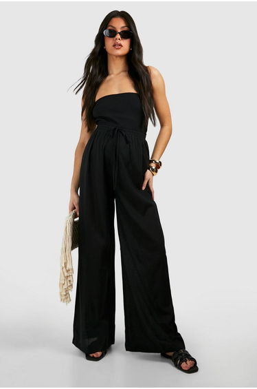 Maternity Linen Trouser - black