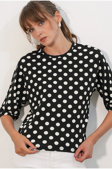 BDART Oversized Polka Dot Crew Neck Blouse