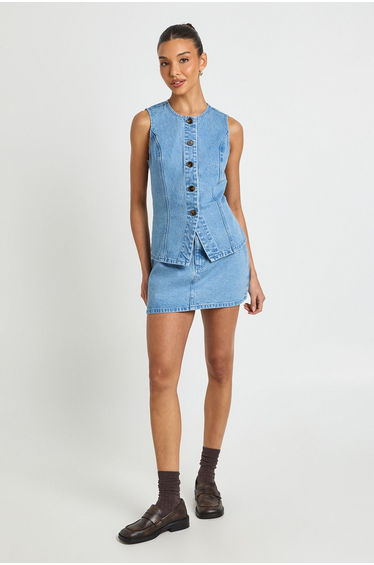 Button Down Waistcoat - mid wash
