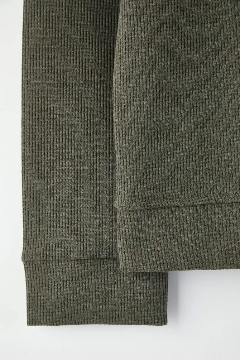 Black - Khaki New Oversize/Wide Fit 2-Pack Textured Waffle Sweatshirt - 3