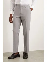 Tailored Fit Light Grey Essential Suit Trousers - 1