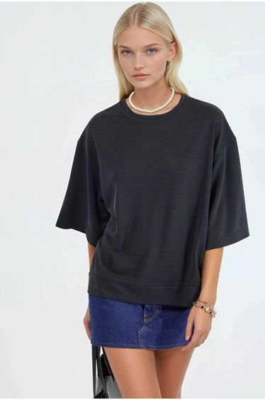 BUSEM Half Sleeve Crew Neck Knit Blouse