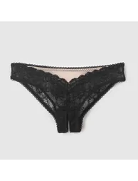 Open Gusset Peekaboo Lace Tanga Briefs
