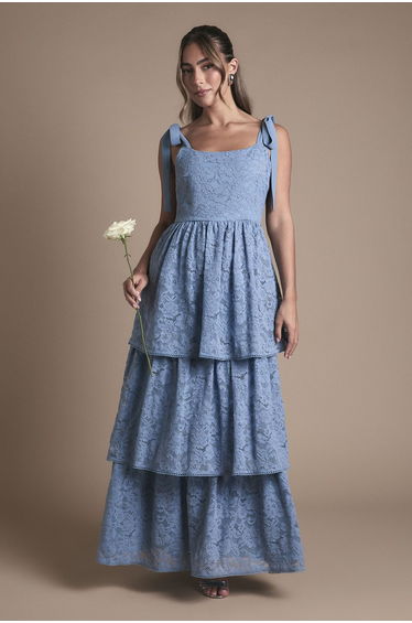 Oasis Lace Tiered Maxi Bridesmaid Dress