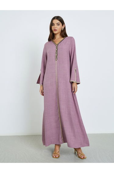 Pink Slit Sleeve A-Line Jalabiya