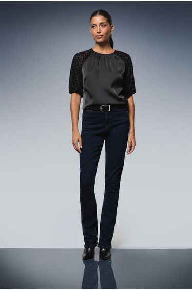 Devore Velvet Puff Sleeve Top