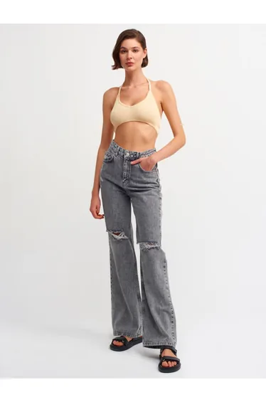 Lace-Up Back Knitwear Bra-T.yellow.