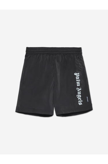 Palm Angels Boys Overlogo Swim Shorts in Black
