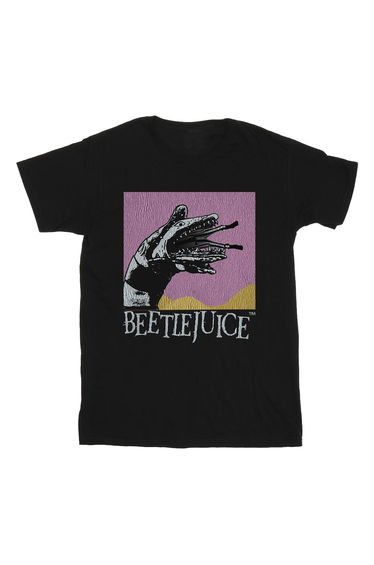 Beetlejuice Girls Sandworm Snake Cotton T-Shirt - Black