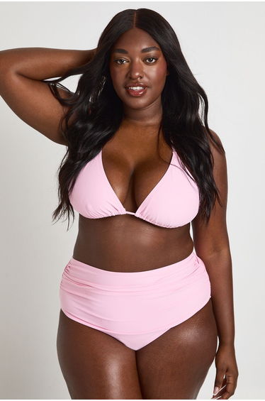 Plus Essentials Triangle Bikini Top - pink