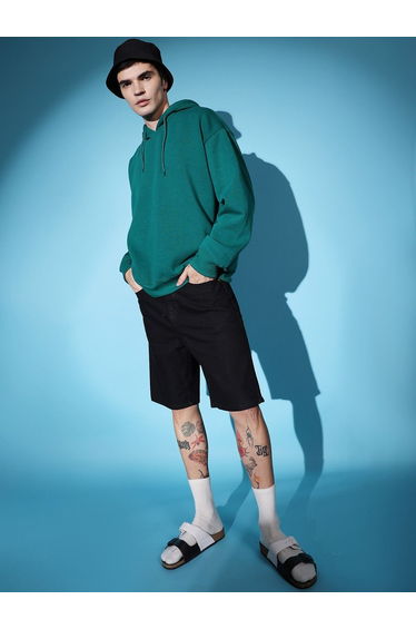 Men Black Regular Fit Solid Shorts