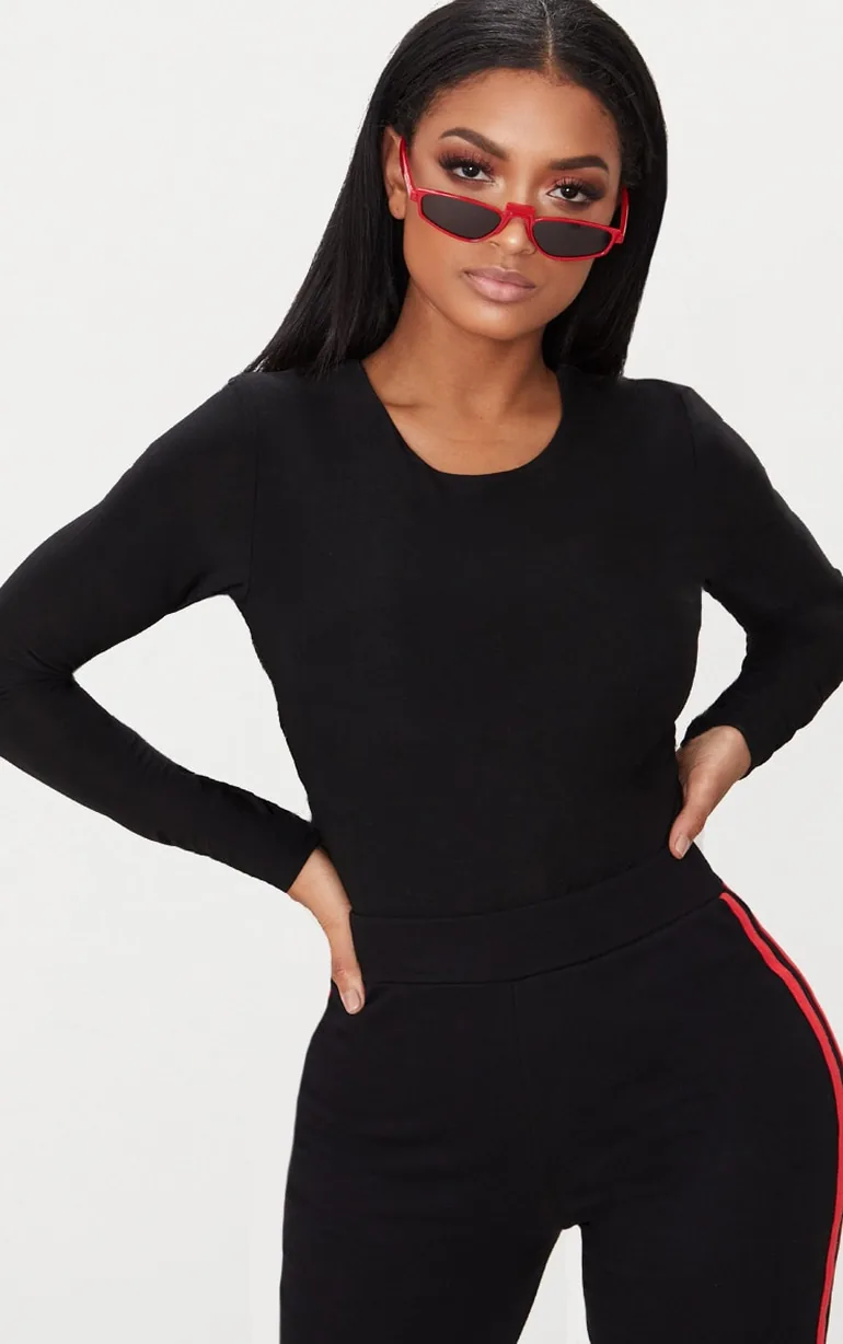 Shape Black Slinky Long Sleeve Bodysuit
