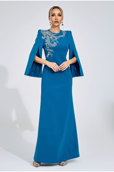 Jannike Sapphire Blue Diamond Maxi Dress