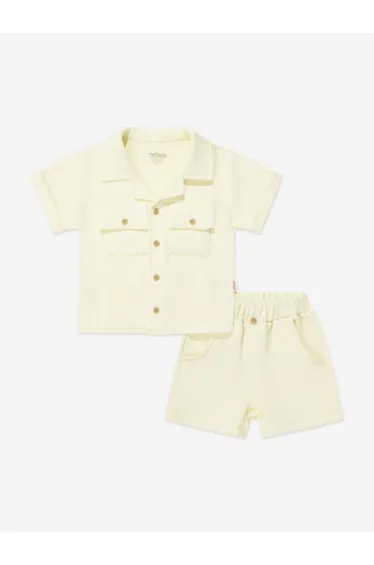 Tiffany Baby Boys Linen Breeze Shirt and Shorts Set in Yellow