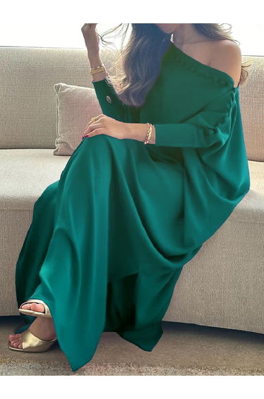 H-Line Loose Buttoned Solid Color Maxi Dresses
